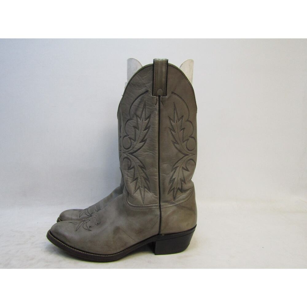 Miller Mens Size 10.5 D Gray Leather Cowboy Western Boots